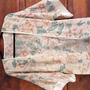 LA Intimates | Vintage Cream Metallic Floral Lightweight Robe Size M L XL